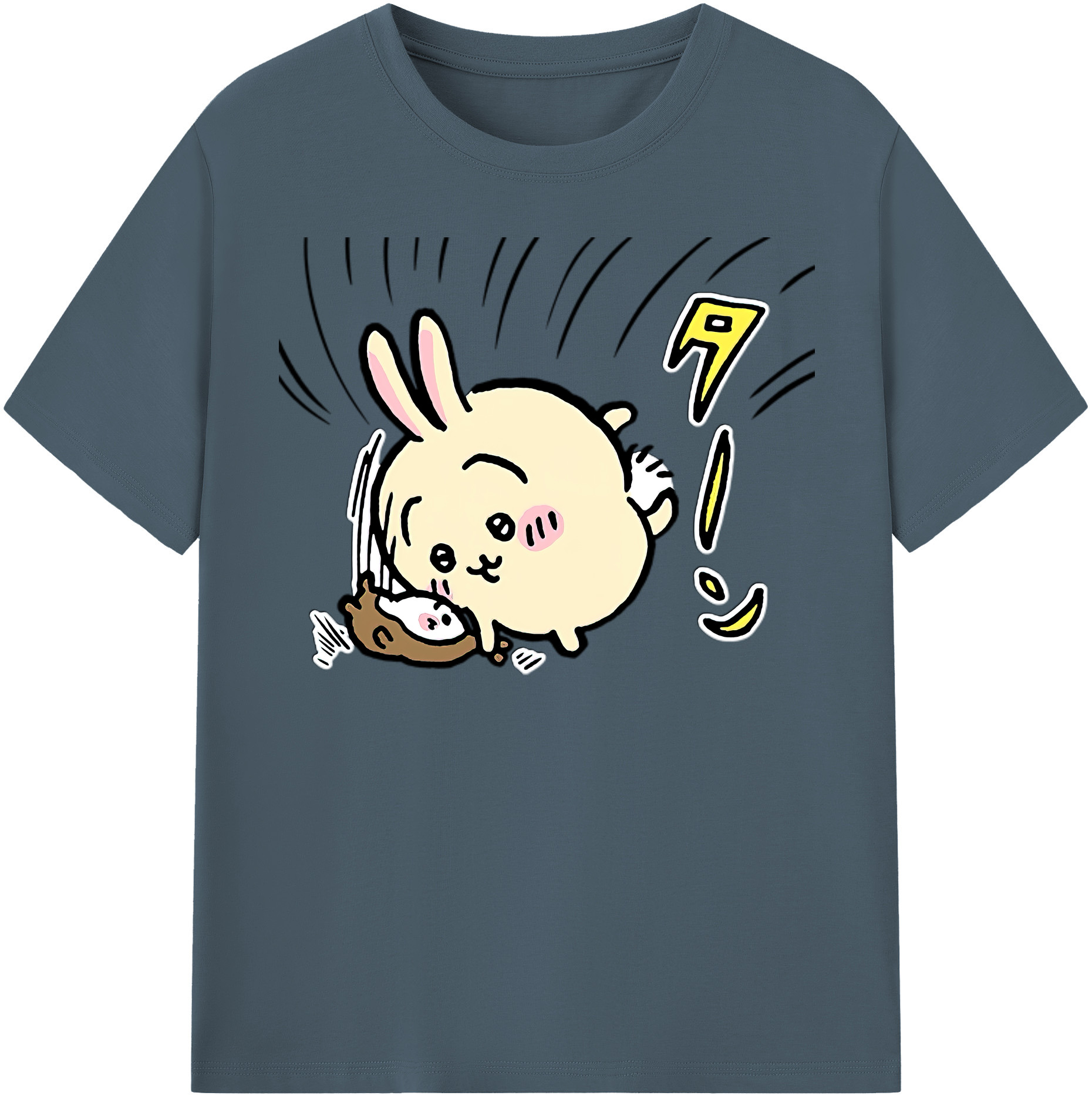 （画像用） ちいかわ うさぎ Chii-kawa usagi 綿100％半袖Tシャツ（フロントプリント）